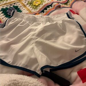Nike Women's White and Navy Athletic Shorts